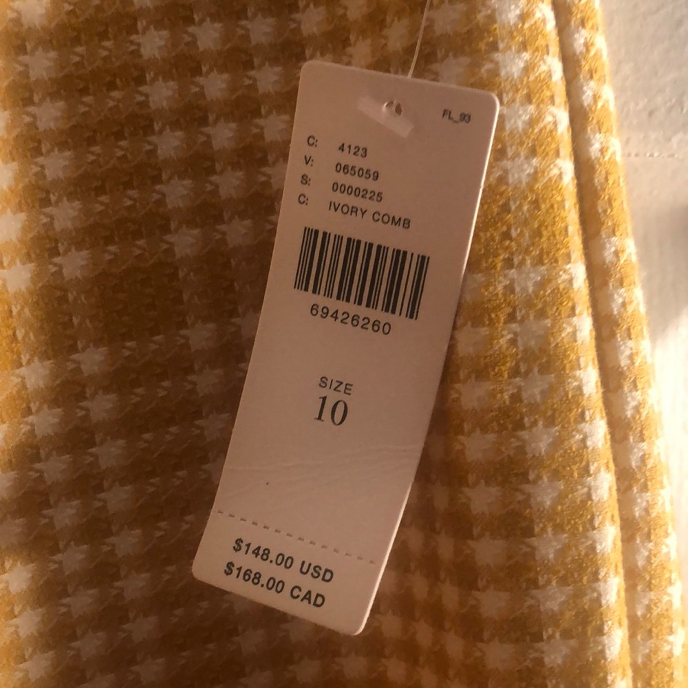 NWT Maeve Anthropologie Gold & White Plaid Pants